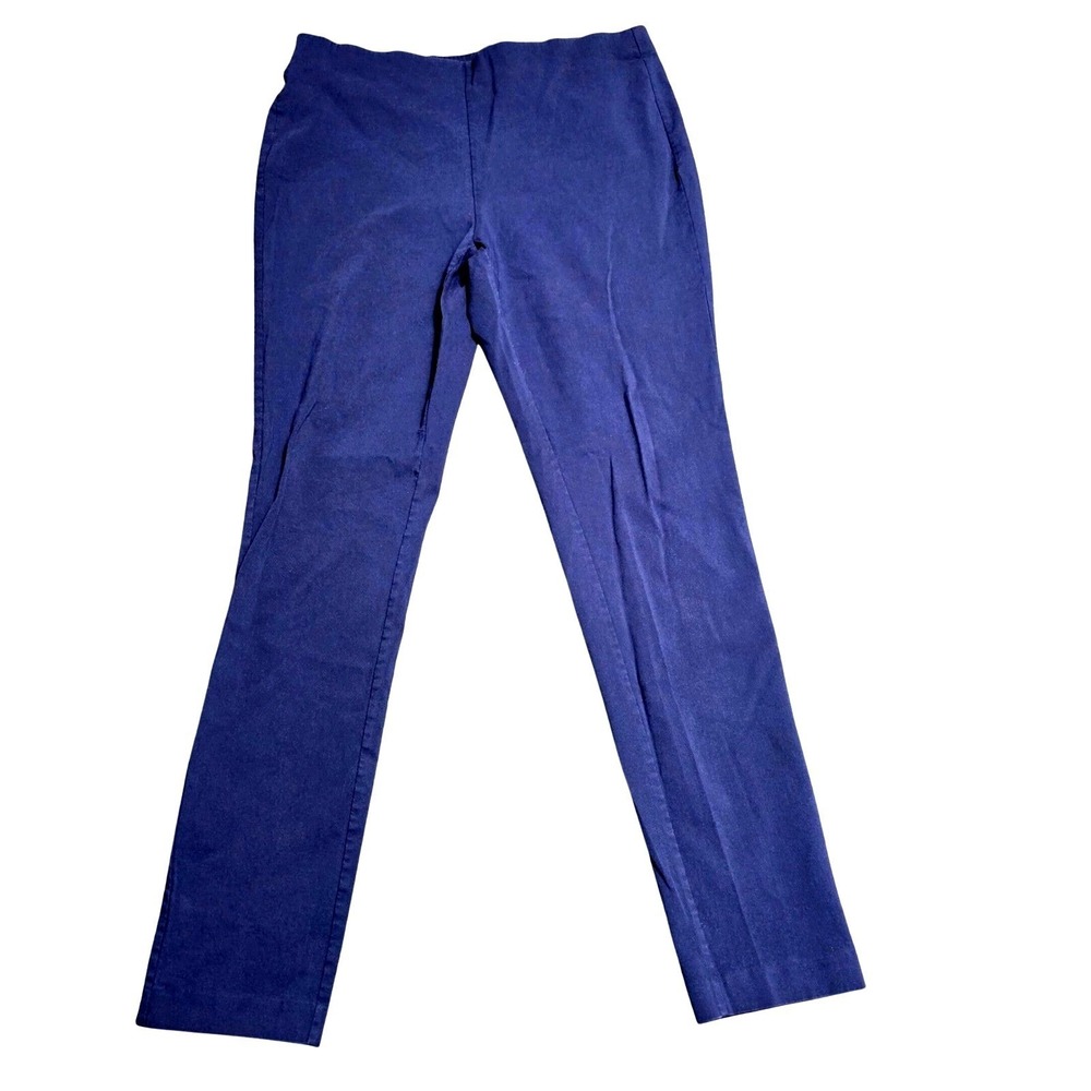 Michael Kors Pull On Slim Leg Stretch Pants Women's Size L Navy Blue High Rise